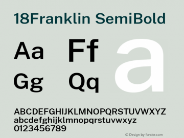 18Franklin SemiBold Version 0.030 Font Sample