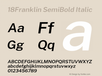 18Franklin SemiBold Italic Version 1.030 Font Sample