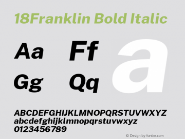 18Franklin Bold Italic Version 1.030 Font Sample