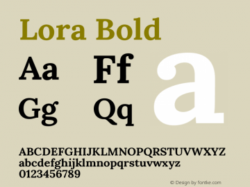 Lora Bold Version 2.103 Font Sample