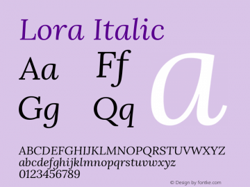 Lora Italic Version 2.102图片样张