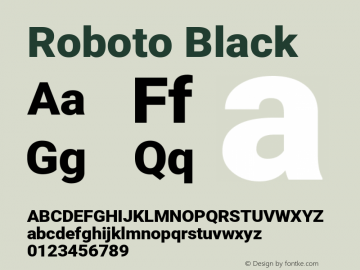 Roboto Black Version 2.001171; 2014 Font Sample