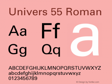 Univers OTF 1.0;PS 001.004;Core 1.0.22 Font Sample
