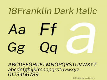 18Franklin Dark Italic Version 1.030;PS 001.030;hotconv 1.0.88;makeotf.lib2.5.64775 Font Sample