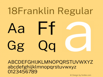 18Franklin Regular Version 0.030;PS 000.030;hotconv 1.0.88;makeotf.lib2.5.64775 Font Sample