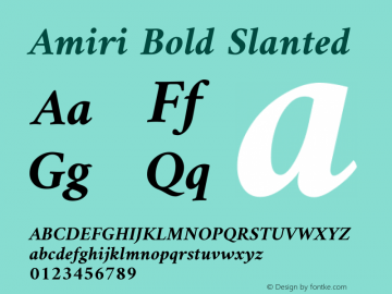 Amiri Bold Slanted Version 000.110 Font Sample
