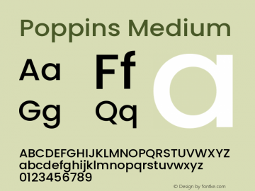 Poppins Medium Version 3.200;PS 1.000;hotconv 16.6.54;makeotf.lib2.5.65590 Font Sample