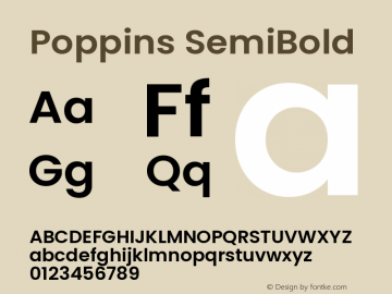 Poppins SemiBold Version 3.200;PS 1.000;hotconv 16.6.54;makeotf.lib2.5.65590 Font Sample