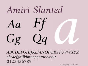 Amiri Slanted Version 000.111 Font Sample