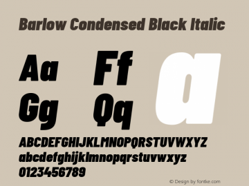 Barlow Condensed Black Italic Version 1.300 Font Sample