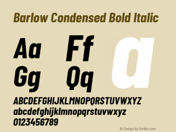 Barlow Condensed Bold Italic Version 1.300 Font Sample