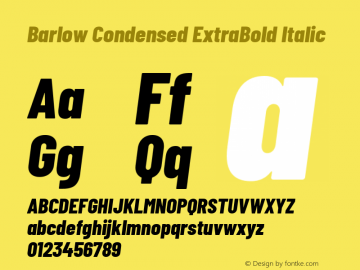 Barlow Condensed ExtraBold Italic Version 1.300 Font Sample