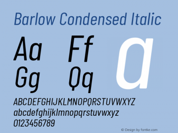 Barlow Condensed Italic Version 1.300 Font Sample
