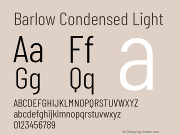 Barlow Condensed Light Version 1.300 Font Sample