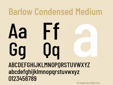 Barlow Condensed Medium Version 1.300 Font Sample