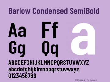 Barlow Condensed SemiBold Version 1.300 Font Sample