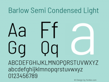 Barlow Semi Condensed Light Version 1.300 Font Sample