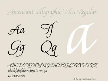 AmericanCalligraphic W01 Rg Version 1.00 Font Sample