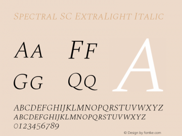 Spectral SC ExtraLight Italic Version 2.001 Font Sample