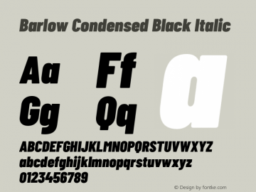 Barlow Condensed Black Italic Version 1.101;PS 001.101;hotconv 1.0.88;makeotf.lib2.5.64775 Font Sample