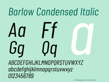 Barlow Condensed Italic Version 1.101;PS 001.101;hotconv 1.0.88;makeotf.lib2.5.64775 Font Sample