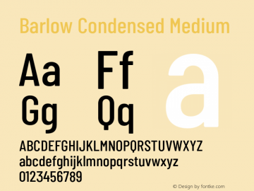 Barlow Condensed Medium Version 1.101;PS 001.101;hotconv 1.0.88;makeotf.lib2.5.64775 Font Sample