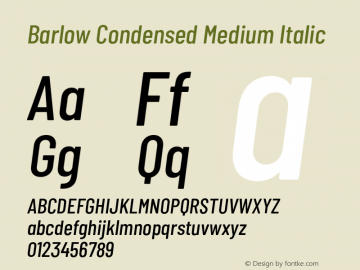 Barlow Condensed Medium Italic Version 1.101;PS 001.101;hotconv 1.0.88;makeotf.lib2.5.64775 Font Sample