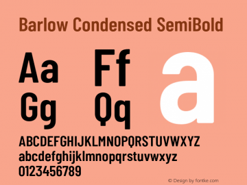 Barlow Condensed SemiBold Version 1.101;PS 001.101;hotconv 1.0.88;makeotf.lib2.5.64775 Font Sample