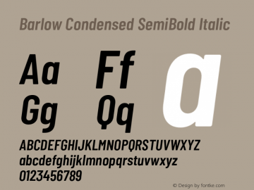 Barlow Condensed SemiBold Italic Version 1.101;PS 001.101;hotconv 1.0.88;makeotf.lib2.5.64775 Font Sample