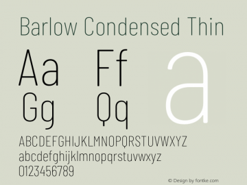 Barlow Condensed Thin Version 1.101;PS 001.101;hotconv 1.0.88;makeotf.lib2.5.64775 Font Sample