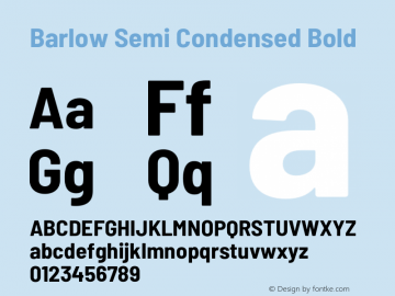 Barlow Semi Condensed Bold Version 1.101;PS 001.101;hotconv 1.0.88;makeotf.lib2.5.64775 Font Sample