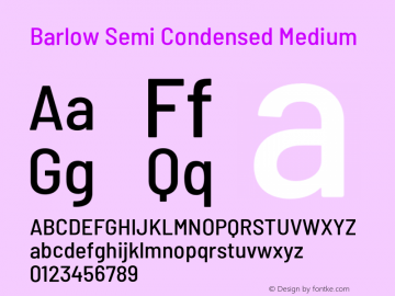 Barlow Semi Condensed Medium Version 1.101;PS 001.101;hotconv 1.0.88;makeotf.lib2.5.64775 Font Sample