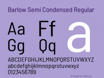Barlow Semi Condensed Regular Version 1.101;PS 001.101;hotconv 1.0.88;makeotf.lib2.5.64775 Font Sample