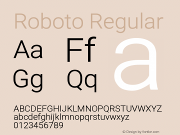 Roboto Version 1.00 July 31, 2014, initial release Font Sample