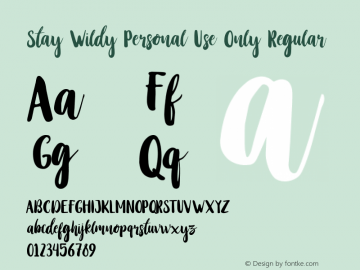 Stay Wildy Personal Use Only Version 1.000 Font Sample