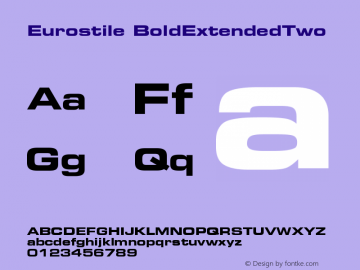 Eurostile BoldExtendedTwo Version 001.002 Font Sample