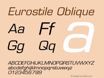 Eurostile Oblique Version 001.001 Font Sample