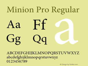 MinionPro-Regular Version 2.115;PS 2.000;hotconv 1.0.78;makeotf.lib2.5.61930 Font Sample