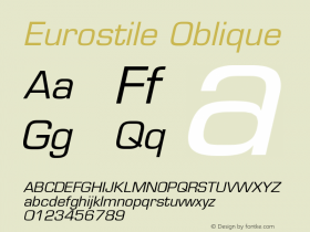 Eurostile Oblique Version 001.003图片样张