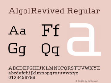 AlgolRevived Regular Version 001.000 Font Sample