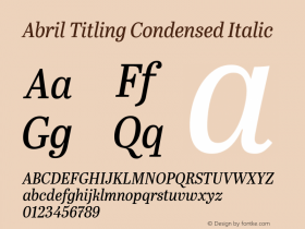 Abril Titling Cnd Italic Version 1.000 Font Sample