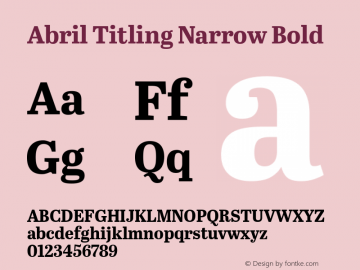 Abril Titling Nar Bold Version 1.000 Font Sample