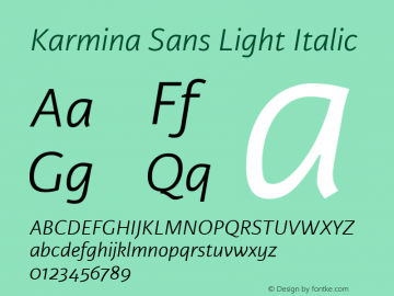 Karmina Sans Light Italic Version 001.001图片样张
