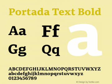 PortadaText-Bold Version 1.000 Font Sample