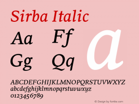 Sirba Italic Version 2.002; ttfautohint (v1.5.34-1b95)图片样张