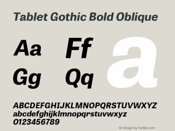 TabletGothic-BoldOblique 1.000 Font Sample