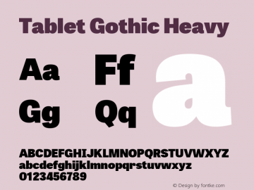 TabletGothic-Heavy 1.000 Font Sample
