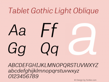 TabletGothic-LightOblique  Font Sample