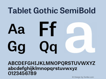 TabletGothic-SemiBold Version 1.000 Font Sample