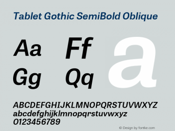 TabletGothic-SemiBoldOblique  Font Sample